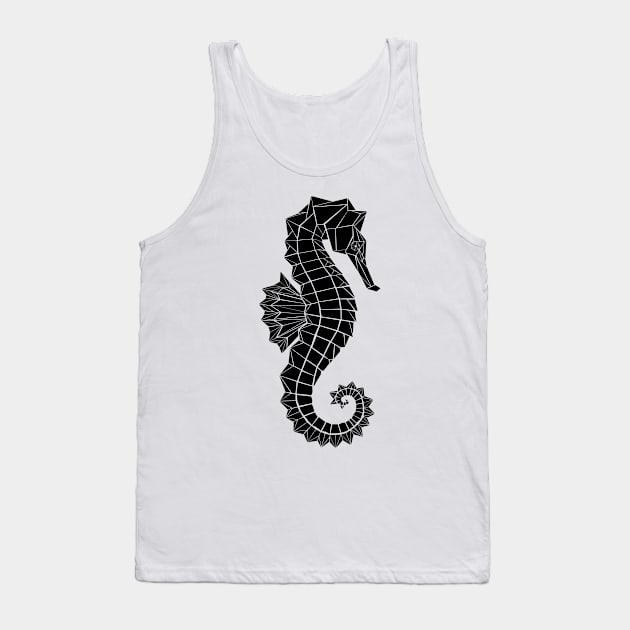 Black Polygonal Seahorse Tank Top by Blackmoon9